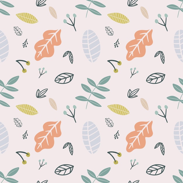 Collection set of leaf plants pattern colorful