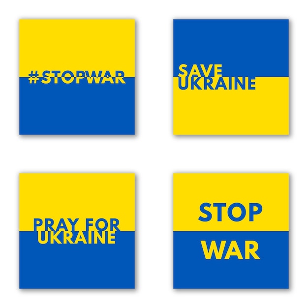 Collection Set of Say No To War Template for Social Media Post Save Ukraine Vector Illustration