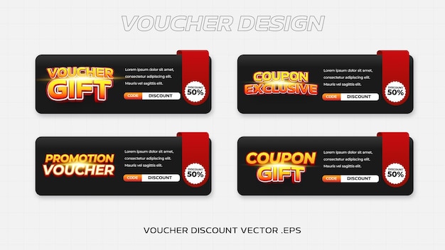 Collection set voucher coupon sale discount online gift exclusive banner or flyer design template