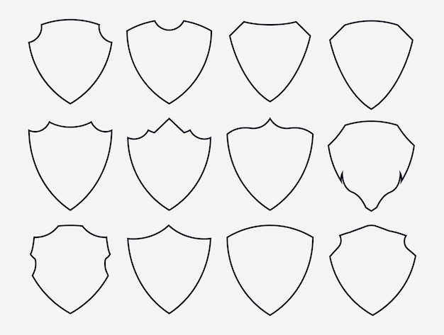 Collection of shield shape with outline style