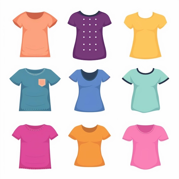 a collection of shirts with a number of different colors