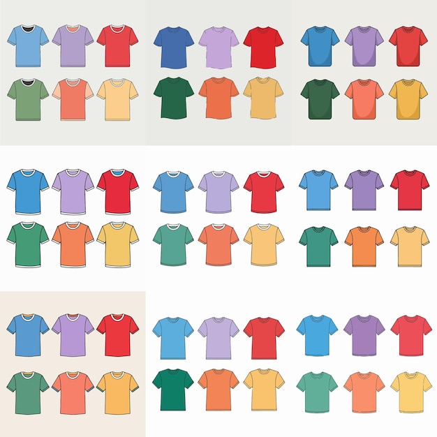 Vector a collection of shirts with the word t shirts on them