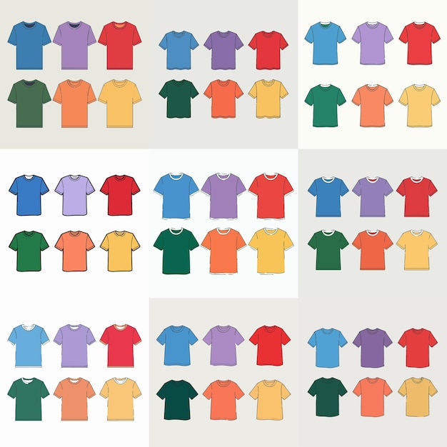 Vector a collection of shirts with the word t - shirts on them