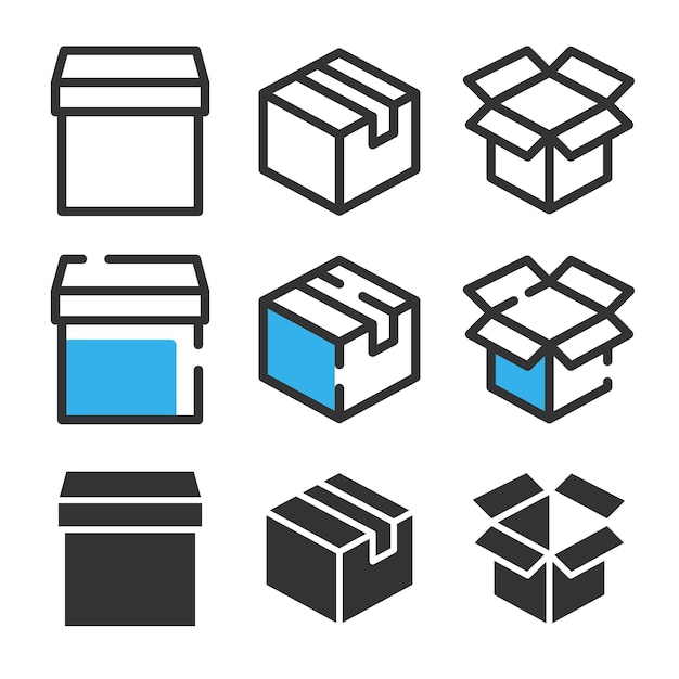 collection of shopping icons with three styles