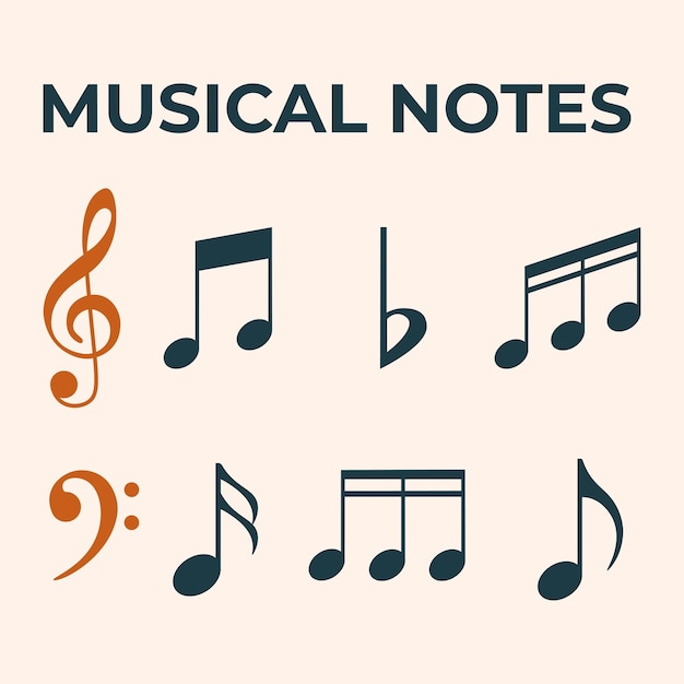 Collection Of Silhouette Musical Notes Icons Or Signs For Music Design Vector Illustration