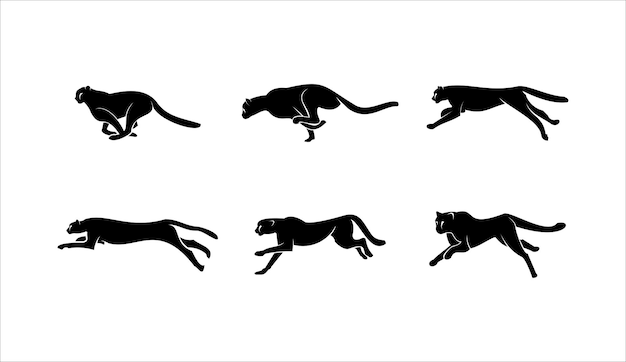 Collection silhouette run cheetah  logo icon vector template