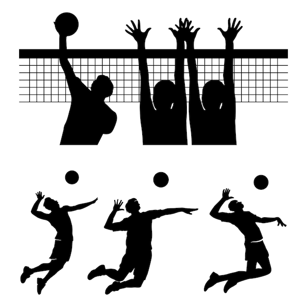 Collection Of Silhouette Volly Ball Player