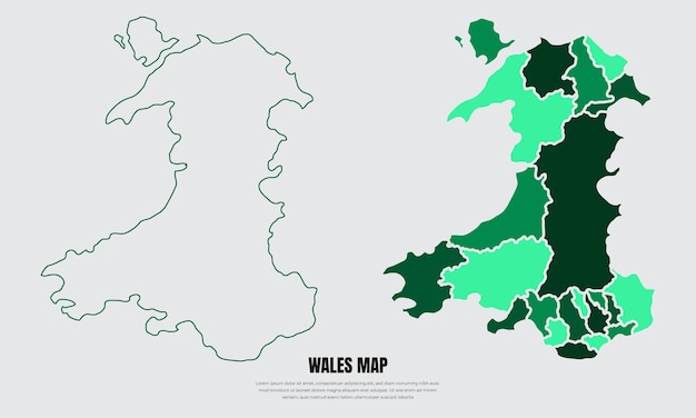 Collection of silhouette wales maps design vector Wales maps design vector