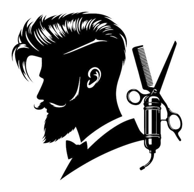 Collection of silhouettes of barber man silhouette vector illustration design