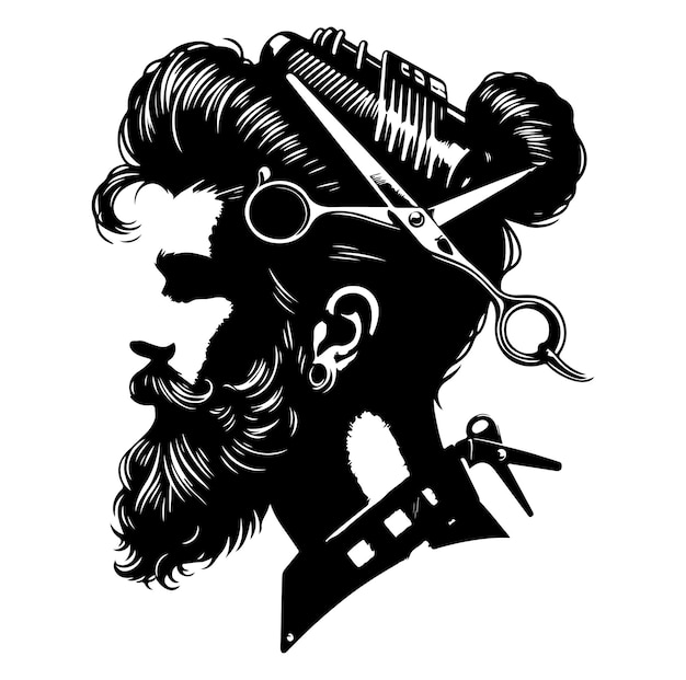 Collection of silhouettes of barber man silhouette vector illustration design