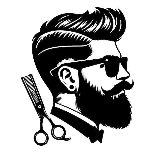 Collection of silhouettes of barber man silhouette vector illustration design