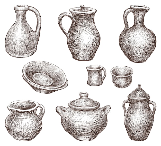 Collection of sketches clayware