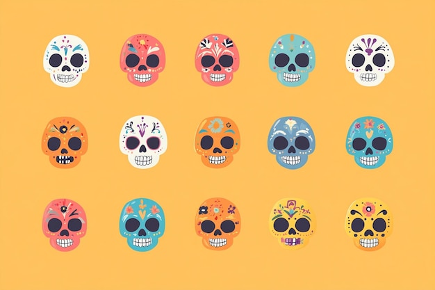 Vector a collection of skulls from the series