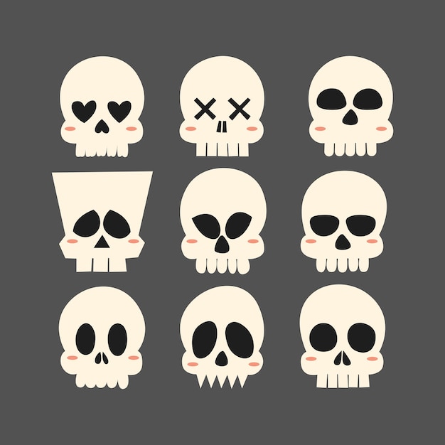 Collection of skulls with expressions