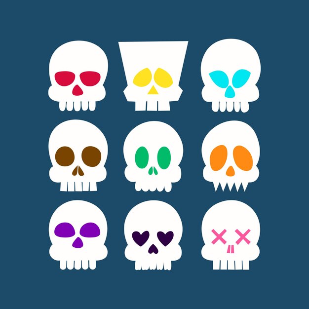 Collection of skulls with expressions