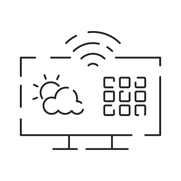 Collection of smart house linear icons control of lighting heating air conditioning Set of home automation and remote monitoring symbols drawn with thin contour lines Vector illustration