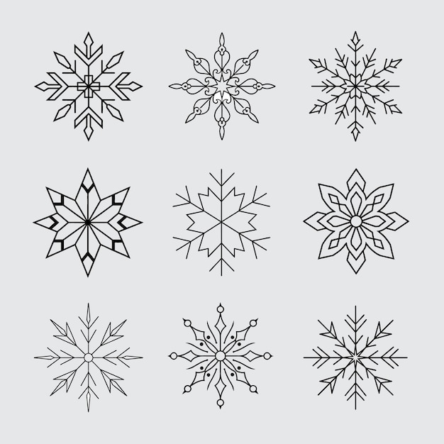 Vector a collection of snowflakes and snowflakes