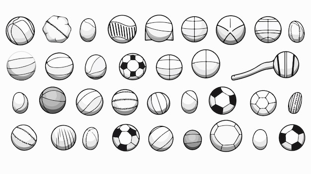 Vector a collection of soccer balls and balls with a pencil