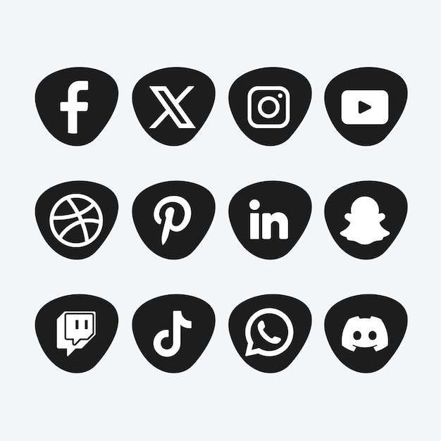 Vector a collection of social media icons including one with the facebook logo on the bottom