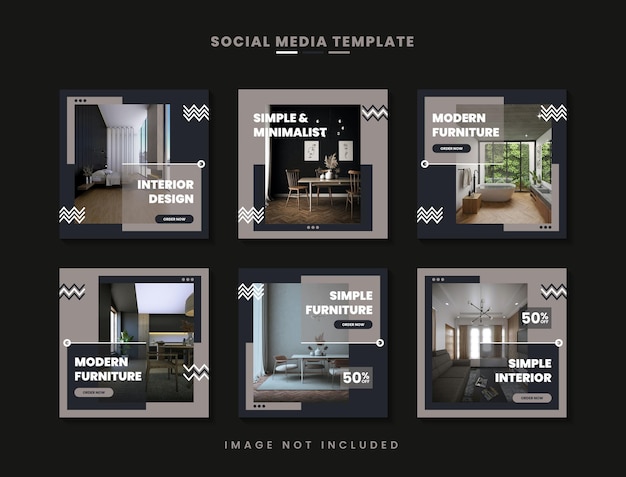 Collection of social media post templates for home interior