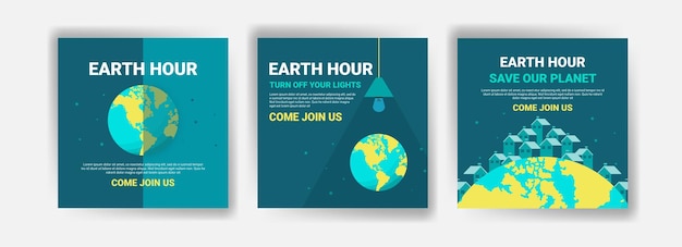 Collection of social media posts for the earth hour