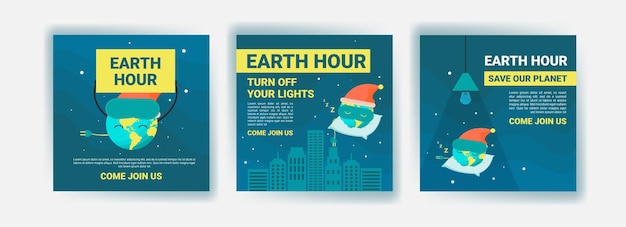 Collection of social media posts for the earth hour