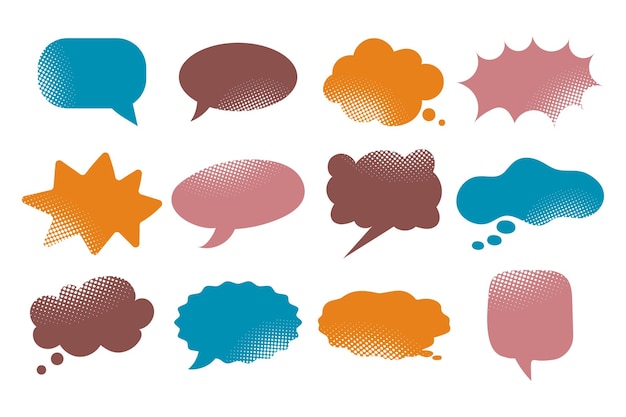 Collection of speech bubbles in different shapes and colors Icons vector