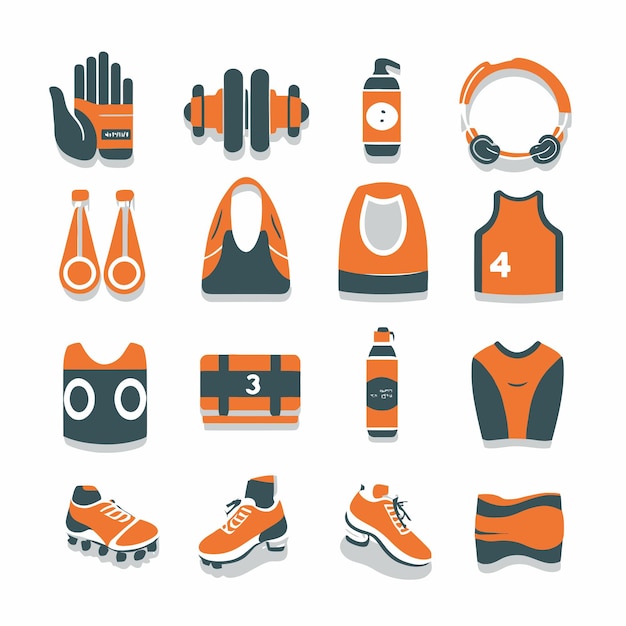 Vector a collection of sports equipment including a pair of gloves and a pair of gloves