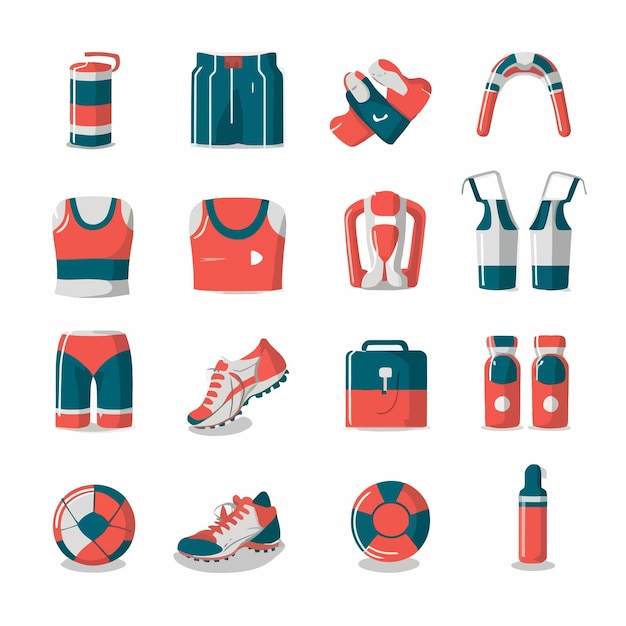 a collection of sports equipment including a sports equipment