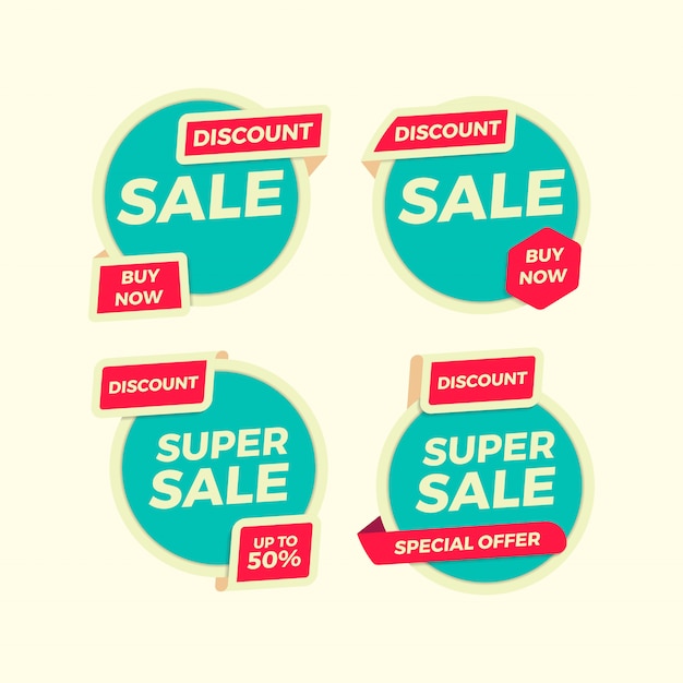 Collection of Sticker Flat Sale Banner for Advertising and Promotion