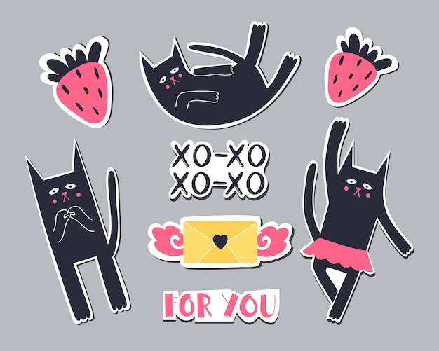 collection of stickers cute stickers with cats