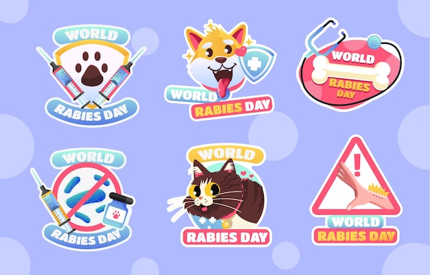 a collection of stickers with different animals and signs including the word world