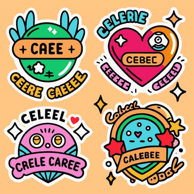 a collection of stickers with the word coy on them