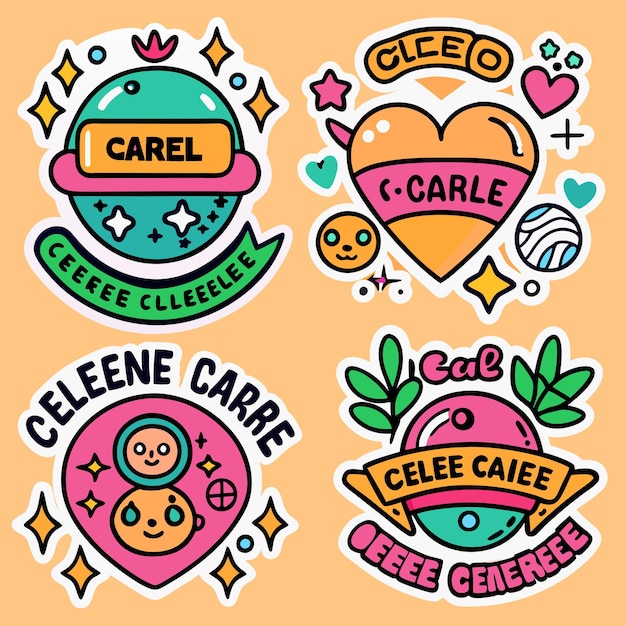 a collection of stickers with the word princess on them