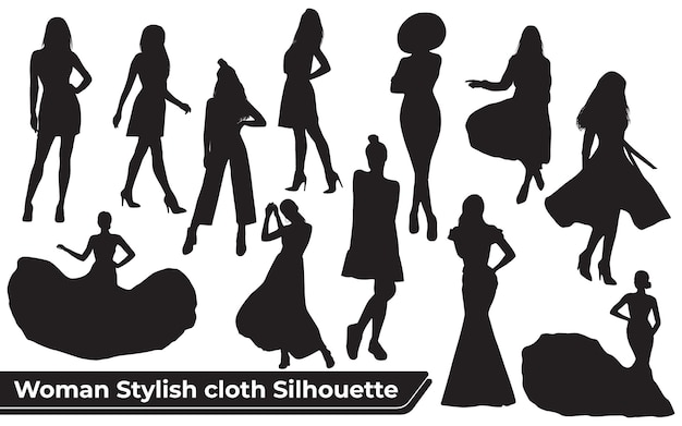 Collection of Stylish Woman silhouettes in different poses