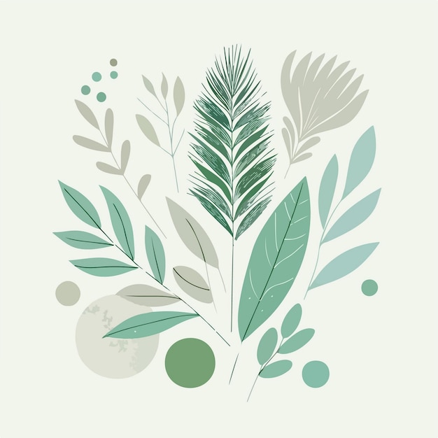 Vector a collection of stylized leaves in a variety of shapes and sizes arranged in a harmonious pattern