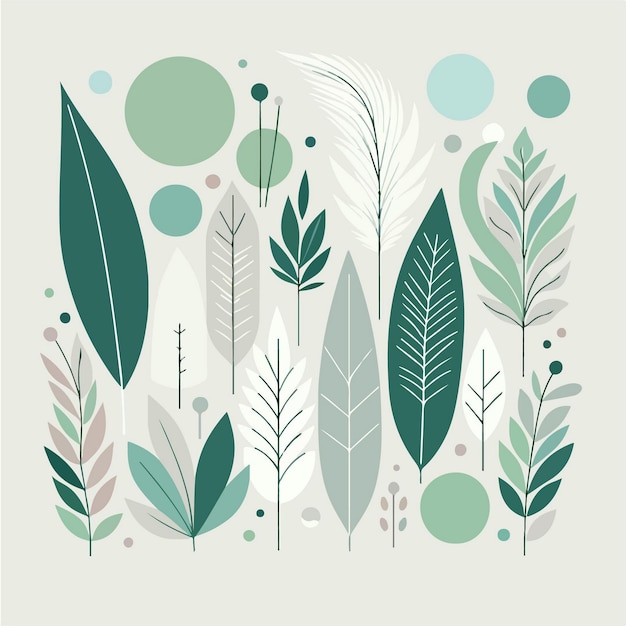 Vector a collection of stylized leaves in a variety of shapes and sizes arranged in a harmonious pattern