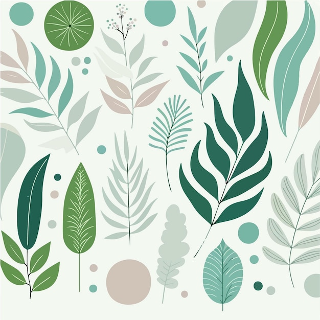 Vector a collection of stylized leaves in a variety of shapes and sizes arranged in a harmonious pattern