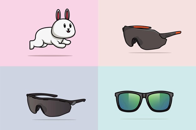 Vector collection of sun glasses with rabit vector illustration