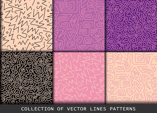 Collection of swatches memphis lines patterns