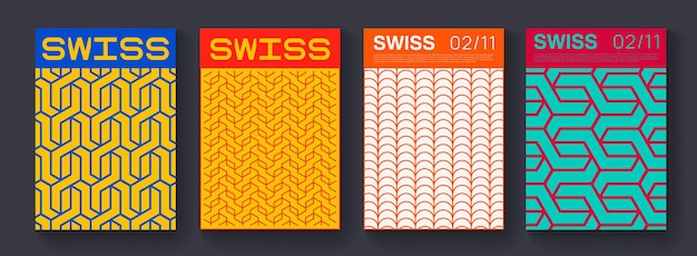 Collection of swiss design striped posters. Meta modern graphic elements. Abstract modern geometric stripes. Circle sphere shapes.