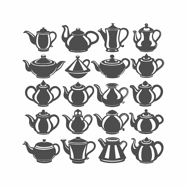 Vector a collection of teapots and teapots