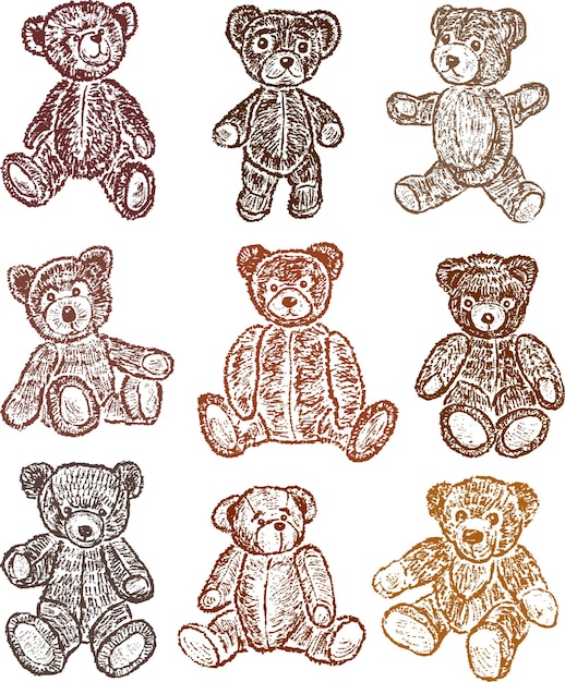 Vector collection of the teddy bears