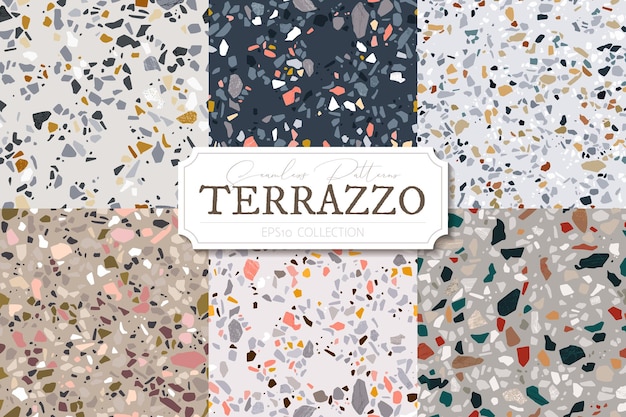 Collection of  terrazzo abstract background set