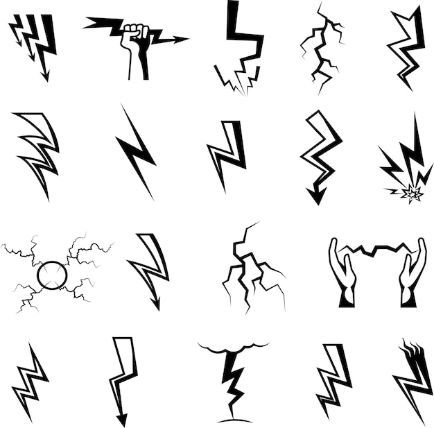 a collection of thunderbolt icon scribble lightning lightning icon