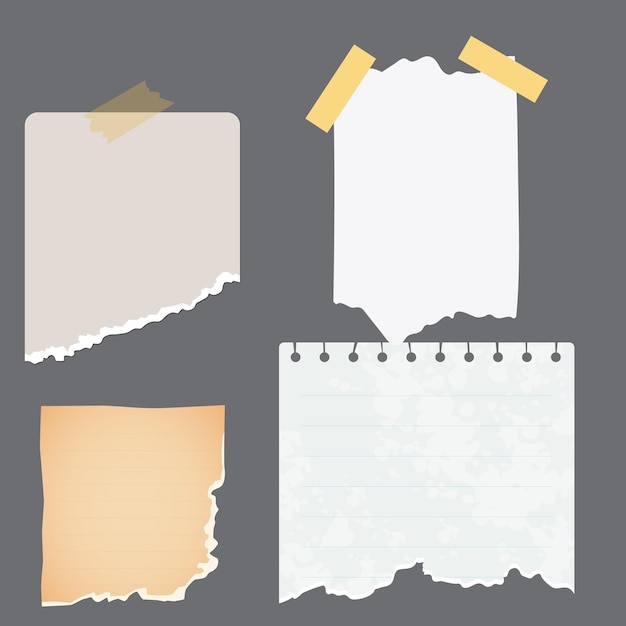 Vector collection of torn ripped pieces of white color paper ripped paper strips vector illustration