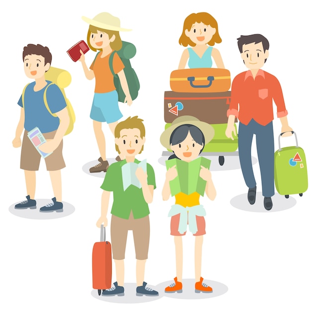 Collection of travelling people