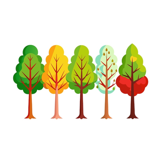 A Collection of Trees flat style vector illustration