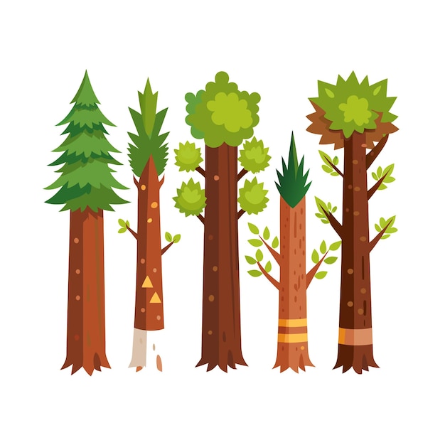 Vector a collection of trees flat style vector illustration