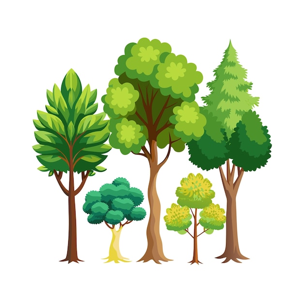 Vector a collection of trees flat style vector illustration